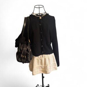 Adrianna Papell black cardigan with ruffles